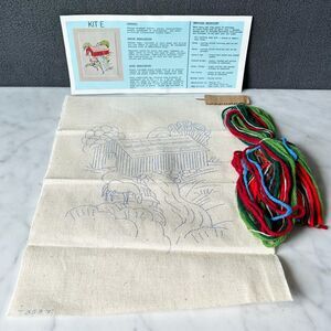 Vintage Crewel Embroidery Kit Covered Bridge with Horse by Creek/River-Kit E
